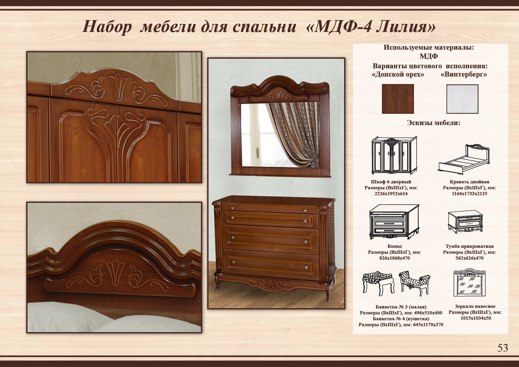 Набор мебели из Тамбова спальня МДФ 4 ЛИЛИЯ цена шкафа-68740 руб